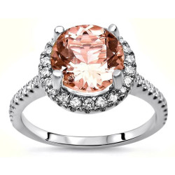 White Gold Morganite and 1/3ct TDW Diamond Engagement Ring - Handcrafted By Name My Rings™