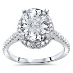 White Gold Oval-cut Moissanite and 1/2ct TDW Diamond Bridal Set - Handcrafted By Name My Rings™
