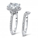 White Gold Oval-cut Moissanite and 1/2ct TDW Diamond Bridal Set - Handcrafted By Name My Rings™