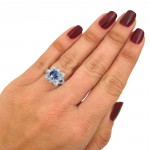 White Gold Round Blue Sapphire 2/5ct TDW Diamond Lotus Flower Engagement Ring - Handcrafted By Name My Rings™