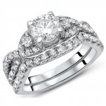 White Gold 1.25ct TDW Round Diamond 2-Piece Ring Set - Handcrafted By Name My Rings™