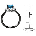 Black Gold 1 1/2ct Blue and White Round Diamond Ring - Handcrafted By Name My Rings™