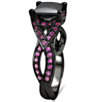 Black Gold 1 5/8ct TDW Black Diamond and Pink Sapphire Ring - Handcrafted By Name My Rings™