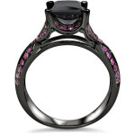 Black Gold 1 5/8ct TDW Black Diamond and Pink Sapphire Ring - Handcrafted By Name My Rings™