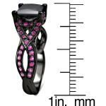 Black Gold 1 5/8ct TDW Black Diamond and Pink Sapphire Ring - Handcrafted By Name My Rings™