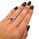 Black Gold 1ct TGW Round Ruby and 1/2ct TDW Diamond Engagement Ring - Handcrafted By Name My Rings™