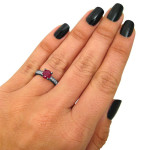 Black Gold 1ct TGW Ruby and 3/5ct TDW Diamond Engagement Ring - Handcrafted By Name My Rings™