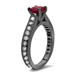 Black Gold 1ct TGW Ruby and 3/5ct TDW Diamond Engagement Ring - Handcrafted By Name My Rings™