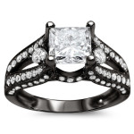 Black Gold 2 ct TDW Princess-cut Enhanced Diamond Engagement Ring - Handcrafted By Name My Rings™ Black Gold 2 ct TDW Princess-cut Enhanced Diamond Engagement Ring - Handcrafted By Name My Rings™