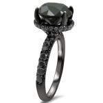 Black Gold 3 3/5ct TDW Round Black Diamond Halo Engagement Ring - Handcrafted By Name My Rings™
