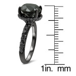 Black Gold 3 3/5ct TDW Round Black Diamond Halo Engagement Ring - Handcrafted By Name My Rings™