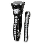 Black Gold 4 1/4 ct Black and White Round Diamond Bridal Ring Set - Handcrafted By Name My Rings™