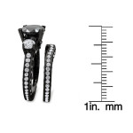 Black Gold 4 1/4 ct Black and White Round Diamond Bridal Ring Set - Handcrafted By Name My Rings™