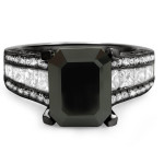 Black Gold 4 1/6ct TDW Black and White Emerald-cut Diamond Engagement Ring - Handcrafted By Name My Rings™
