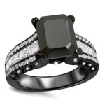 Black Gold 4 1/6ct TDW Black and White Emerald-cut Diamond Engagement Ring - Handcrafted By Name My Rings™