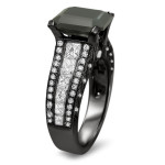 Black Gold 4 1/6ct TDW Black and White Emerald-cut Diamond Engagement Ring - Handcrafted By Name My Rings™