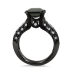 Black Gold 4 1/6ct TDW Black and White Emerald-cut Diamond Engagement Ring - Handcrafted By Name My Rings™