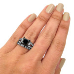 Black Gold 4 ct Black Princess-cut Diamond Engagement Bridal Ring Set - Handcrafted By Name My Rings™