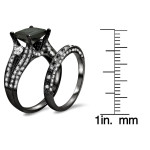 Black Gold 4 ct Black Princess-cut Diamond Engagement Bridal Ring Set - Handcrafted By Name My Rings™