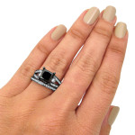 Black Gold 4ct Black Princess-cut Diamond Engagement Bridal Ring Set - Handcrafted By Name My Rings™