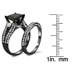 Black Gold 4ct Black Princess-cut Diamond Engagement Bridal Ring Set - Handcrafted By Name My Rings™