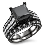Black Gold 4ct TDW Black and White Diamond Bridal Set - Handcrafted By Name My Rings™
