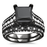 Black Gold 4ct TDW Black and White Diamond Bridal Set - Handcrafted By Name My Rings™