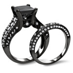 Black Gold 4ct TDW Black and White Diamond Bridal Set - Handcrafted By Name My Rings™