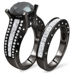 Black Gold 5 3/5ct TDW Black and White Diamond Bridal Set - Handcrafted By Name My Rings™