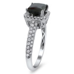 Gold 2 1/5ct TDW Black and White Diamond Halo Ring - Handcrafted By Name My Rings™