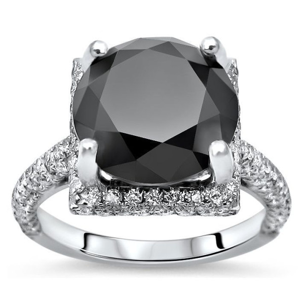 Gold 6 1/2 tdw Round Black Diamond Engagement Ring - Handcrafted By Name My Rings™