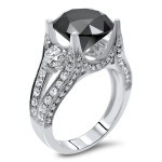 Gold 8ct TDW Black Round Diamond Engagement Ring - Handcrafted By Name My Rings™