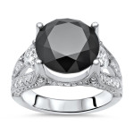 Gold 8ct TDW Black Round Diamond Engagement Ring - Handcrafted By Name My Rings™