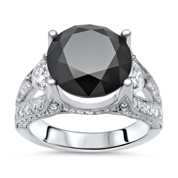 Gold 8ct TDW Black Round Diamond Engagement Ring - Handcrafted By Name My Rings™