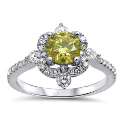 White Gold 1 1/10ct TDW Canary Yellow Diamond Ring - Handcrafted By Name My Rings™