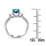 White Gold 1 1/2 ct Blue and White Diamond Engagement Ring - Handcrafted By Name My Rings™