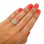 White Gold 1 1/2ct TDW Fancy Yellow Diamond Halo Engagement Ring - Handcrafted By Name My Rings™