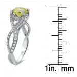 White Gold 1 1/2ct TDW Round Canary Yellow Diamond Engagement Ring - Handcrafted By Name My Rings™