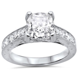 White Gold 1 1/2ctw Cushion-cut White Diamond Clarity Enhanced Engagement Ring - Handcrafted By Name My Rings™