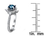 White Gold 1 1/4 ct TDW Blue Round Diamond Vintage Style Ring - Handcrafted By Name My Rings™
