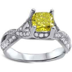 White Gold 1 1/4ct Canary Yellow Radiant-cut Diamond Engagement Ring - Handcrafted By Name My Rings™