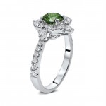 White Gold 1 1/4ct TDW Green Round Diamond Engagement Ring - Handcrafted By Name My Rings™