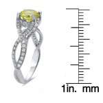 White Gold 1 1/6ct TDW Round-cut Yellow Diamond Engagement Ring - Handcrafted By Name My Rings™