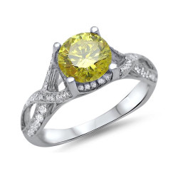 White Gold 1 1/6ct TDW Round-cut Yellow Diamond Engagement Ring - Handcrafted By Name My Rings™