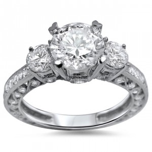 White Gold 1 3/4 ct TDW 3-stone Round Diamond Engagement Ring - Handcrafted By Name My Rings™