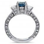 White Gold 1 3/4 ct TDW Blue and White Round Diamond Ring - Handcrafted By Name My Rings™