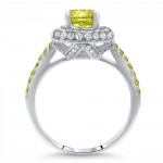 White Gold 1 3/4ct TDW Yellow Diamond Halo Engagement Ring - Handcrafted By Name My Rings™