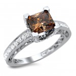 White Gold 1 3/5ct TDW Brown and White Cushion-cut Diamond Ring - Handcrafted By Name My Rings™