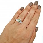 White Gold 1 3/5ct TDW Green Princess Cut Diamond Engagement Ring Bridal Set - Handcrafted By Name My Rings™