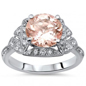 White Gold 1 3/5ct TGW Morganite and 1/2ct TDW Diamond Engagement Ring - Handcrafted By Name My Rings™